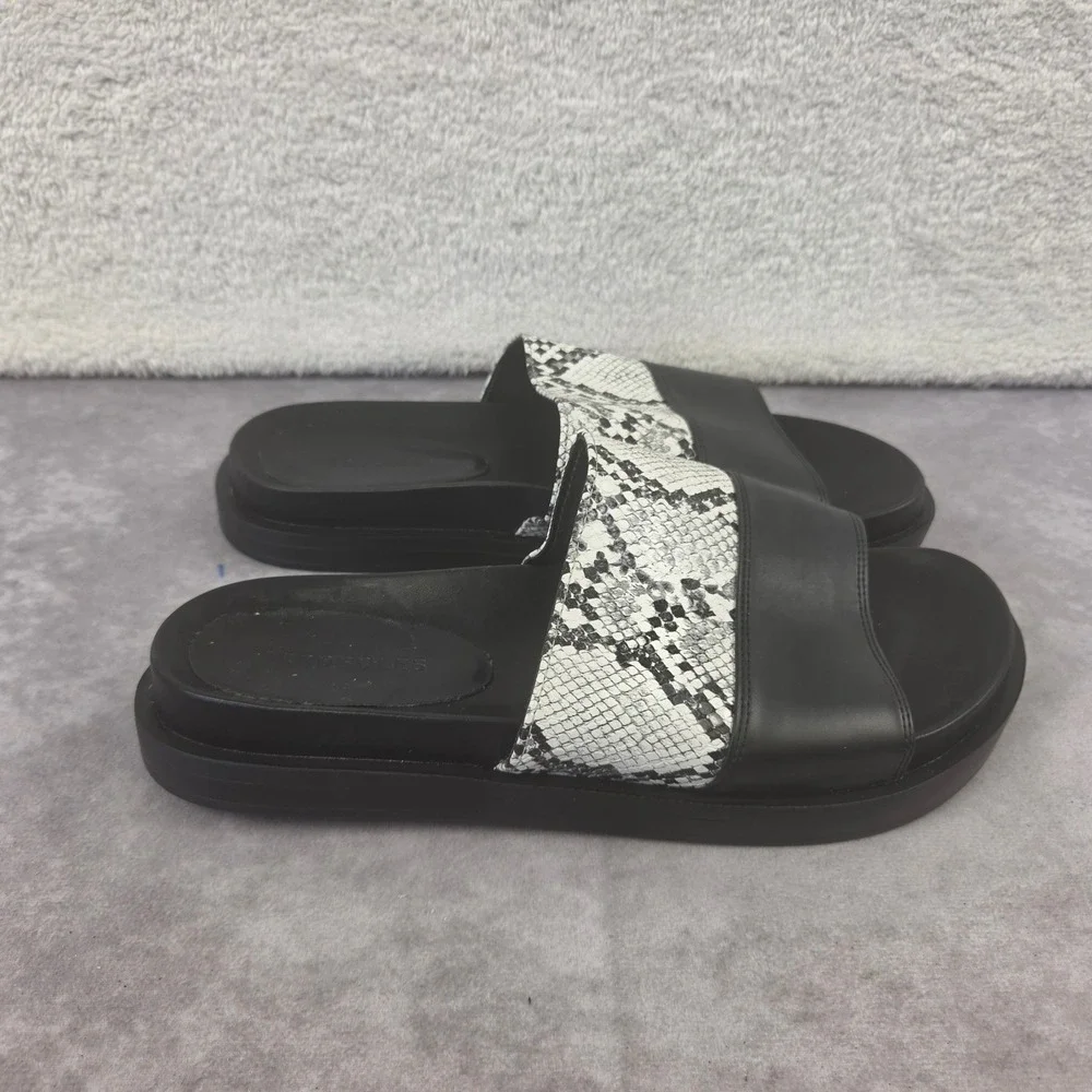 Aerosoles Louie Black White Snakeskin Platform Slide Sandals Womens 9 S2042